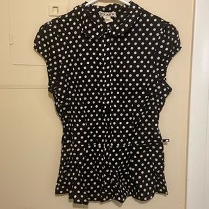 Forever 21 Black and White Polkadot Sleeveless Top